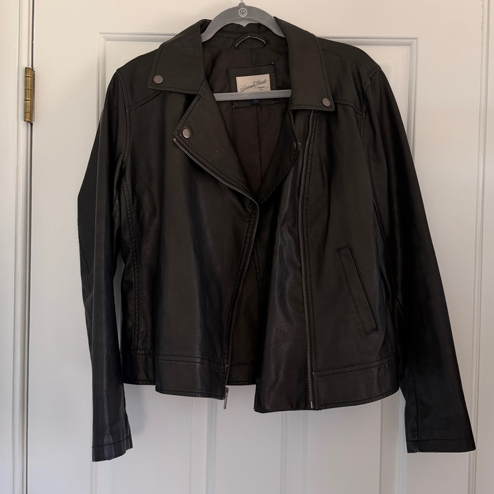Universal Thread Black Leather Asymmetrical Zip J… - image 2